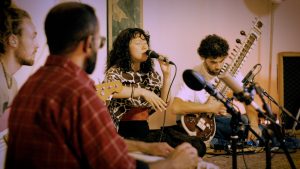 Recording in progress at Arcus Sounds Studio, London